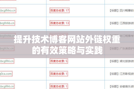 提升技术博客网站外链权重的有效策略与实践