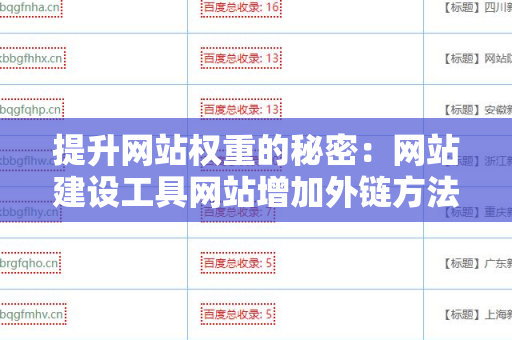 提升网站权重的秘密：网站建设工具网站增加外链方法