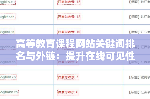 高等教育课程网站关键词排名与外链：提升在线可见性的策略