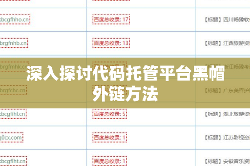 深入探讨代码托管平台黑帽外链方法