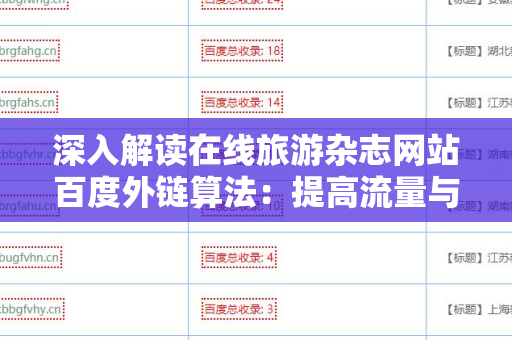 深入解读在线旅游杂志网站百度外链算法：提高流量与曝光的关键