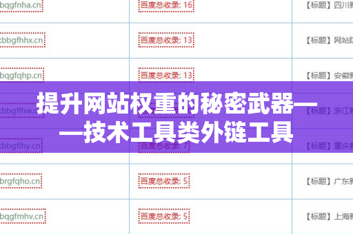 提升网站权重的秘密武器——技术工具类外链工具