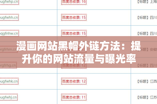 漫画网站黑帽外链方法：提升你的网站流量与曝光率