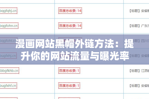 漫画网站黑帽外链方法：提升你的网站流量与曝光率