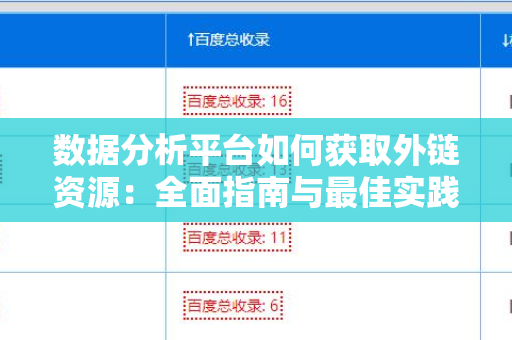 数据分析平台如何获取外链资源：全面指南与最佳实践