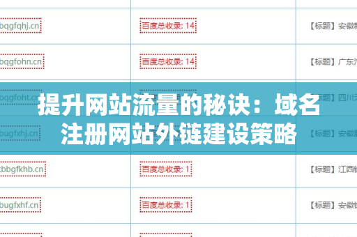 提升网站流量的秘诀：域名注册网站外链建设策略