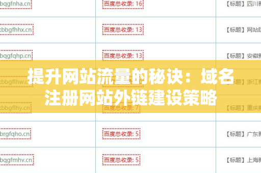 提升网站流量的秘诀：域名注册网站外链建设策略