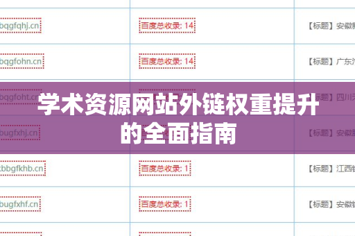 学术资源网站外链权重提升的全面指南