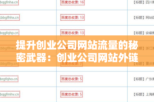 提升创业公司网站流量的秘密武器：创业公司网站外链代发服务