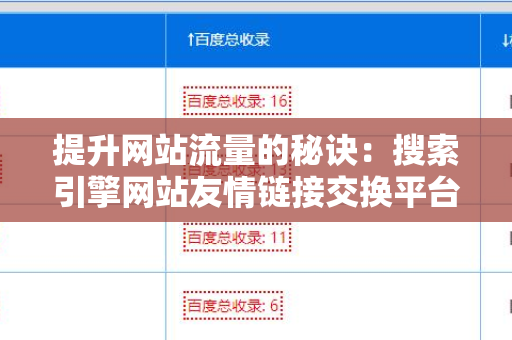提升网站流量的秘诀：搜索引擎网站友情链接交换平台