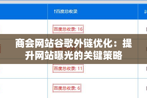 商会网站谷歌外链优化：提升网站曝光的关键策略