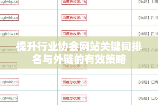 提升行业协会网站关键词排名与外链的有效策略