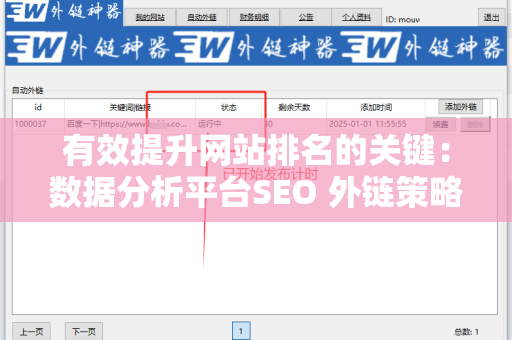 有效提升网站排名的关键：数据分析平台SEO 外链策略