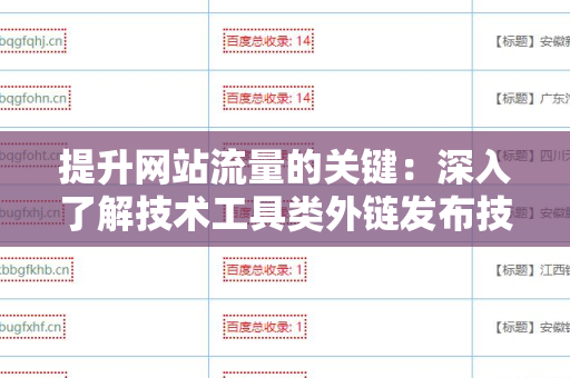 提升网站流量的关键：深入了解技术工具类外链发布技巧