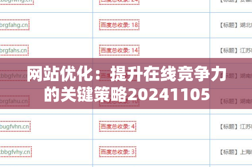 网站优化：提升在线竞争力的关键策略20241105