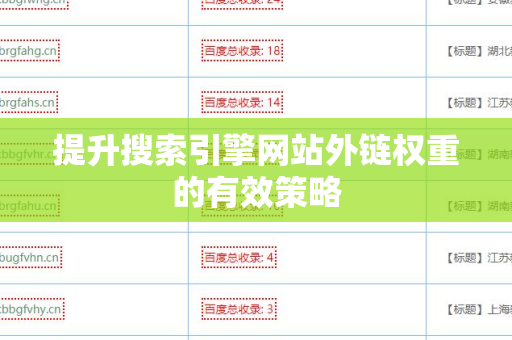 提升搜索引擎网站外链权重的有效策略