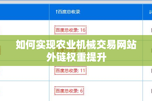 如何实现农业机械交易网站外链权重提升