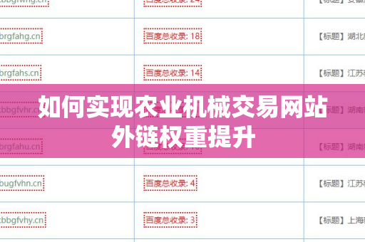 如何实现农业机械交易网站外链权重提升