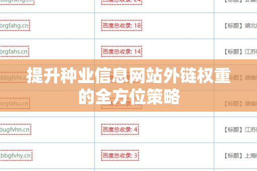提升种业信息网站外链权重的全方位策略