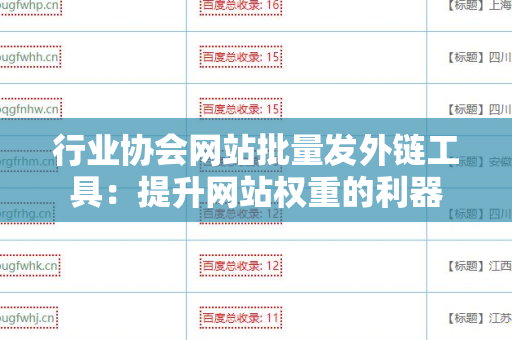 行业协会网站批量发外链工具：提升网站权重的利器