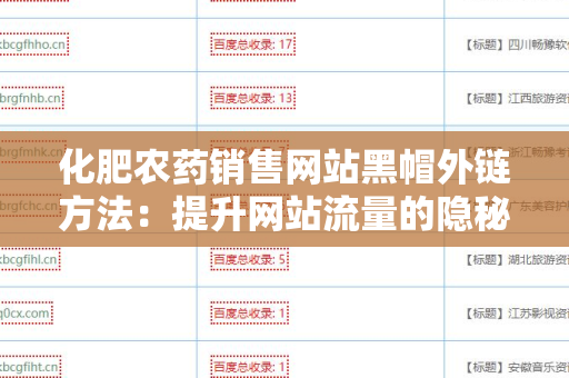 化肥农药销售网站黑帽外链方法：提升网站流量的隐秘策略
