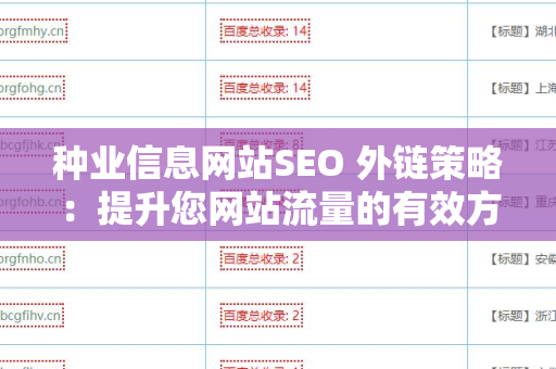 种业信息网站SEO 外链策略：提升您网站流量的有效方法