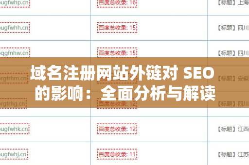 域名注册网站外链对 SEO 的影响：全面分析与解读