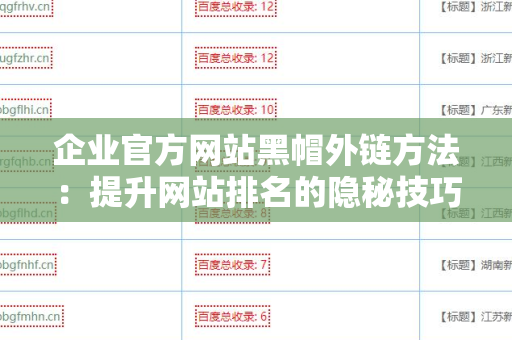 企业官方网站黑帽外链方法：提升网站排名的隐秘技巧
