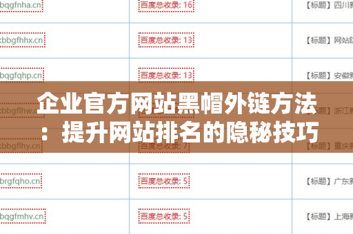 企业官方网站黑帽外链方法：提升网站排名的隐秘技巧