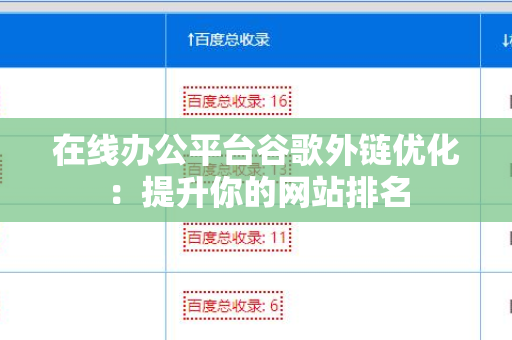 在线办公平台谷歌外链优化：提升你的网站排名