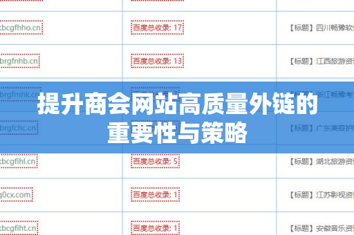 提升商会网站高质量外链的重要性与策略