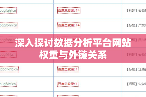 深入探讨数据分析平台网站权重与外链关系