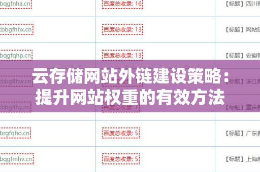 云存储网站外链建设策略：提升网站权重的有效方法