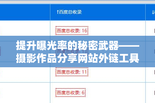 提升曝光率的秘密武器——摄影作品分享网站外链工具