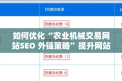 如何优化“农业机械交易网站SEO 外链策略”提升网站排名？