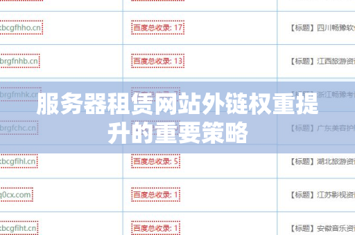 服务器租赁网站外链权重提升的重要策略