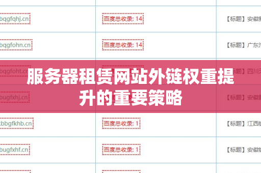 服务器租赁网站外链权重提升的重要策略