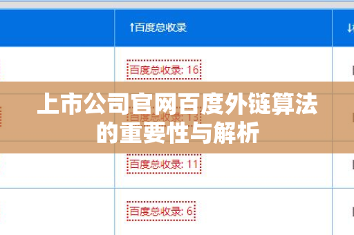 上市公司官网百度外链算法的重要性与解析