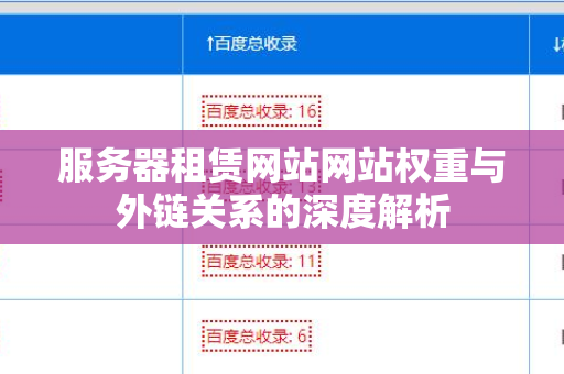 服务器租赁网站网站权重与外链关系的深度解析
