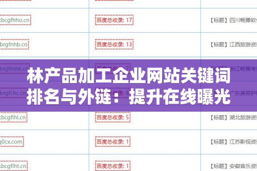 林产品加工企业网站关键词排名与外链：提升在线曝光度的策略