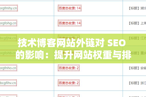 技术博客网站外链对 SEO 的影响：提升网站权重与排名的关键路径