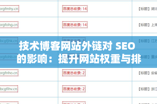 技术博客网站外链对 SEO 的影响：提升网站权重与排名的关键路径
