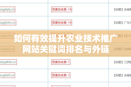 如何有效提升农业技术推广网站关键词排名与外链