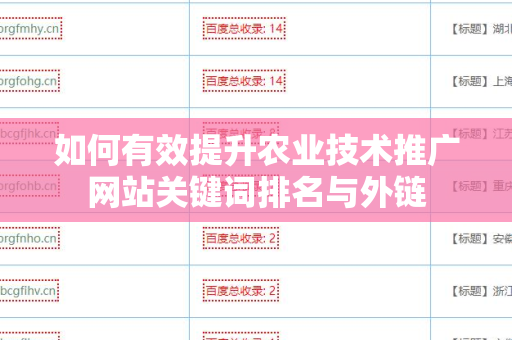 如何有效提升农业技术推广网站关键词排名与外链