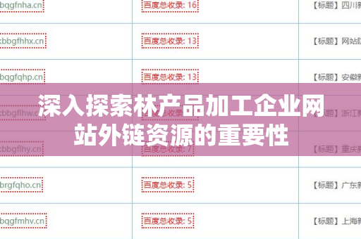 深入探索林产品加工企业网站外链资源的重要性
