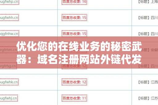 优化您的在线业务的秘密武器：域名注册网站外链代发服务