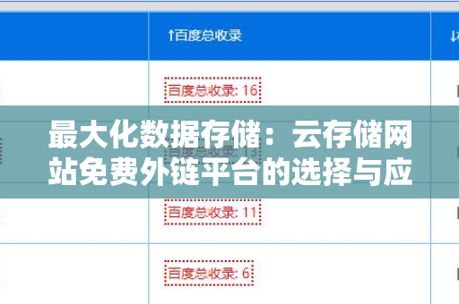最大化数据存储：云存储网站免费外链平台的选择与应用