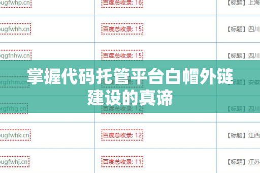 掌握代码托管平台白帽外链建设的真谛