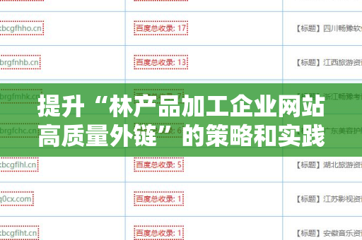 提升“林产品加工企业网站高质量外链”的策略和实践