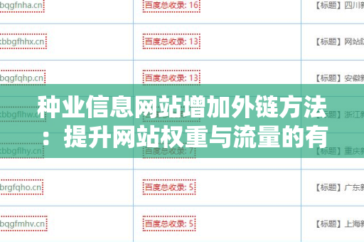 种业信息网站增加外链方法：提升网站权重与流量的有效策略